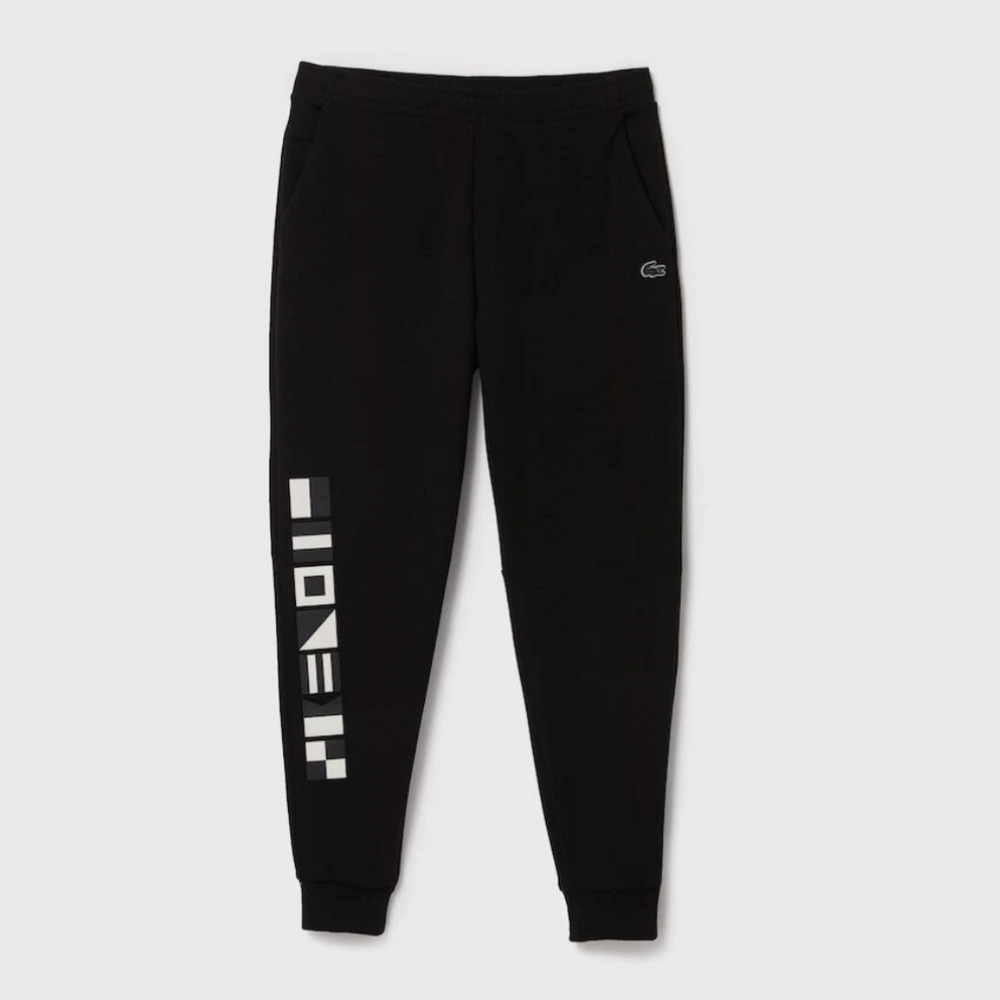 Lacoste Black Sweatpants with Graphic Logo